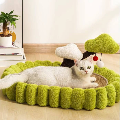 Forest Dream Curved Cat Scratcher Bed Lounger - Petites Paws