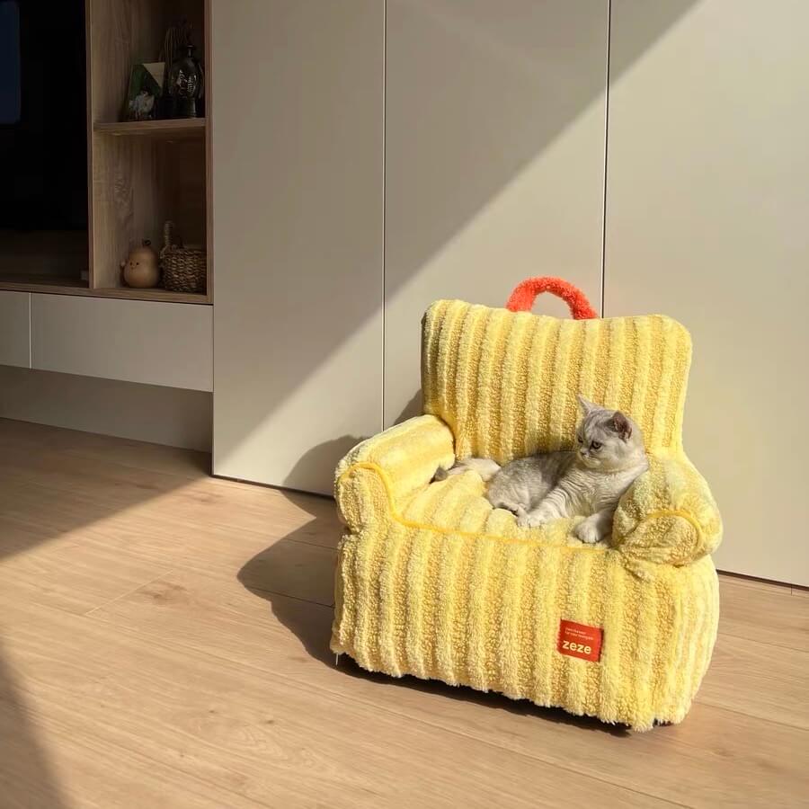Playful Plush Lounge Cat Sofa Bed - Petites Paws