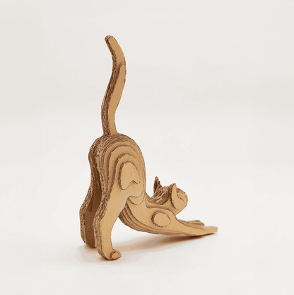 Layered Cardboard Cat Sculpture Template – Stretching Cat (Printable PDF)