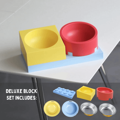 Lego Brick Playful Cat Elevated Feeding Station