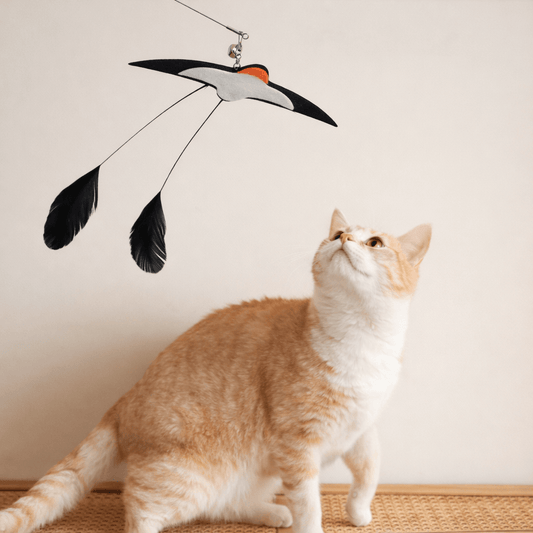 Lifelike Flying Bird Cat Wand Toy Feather