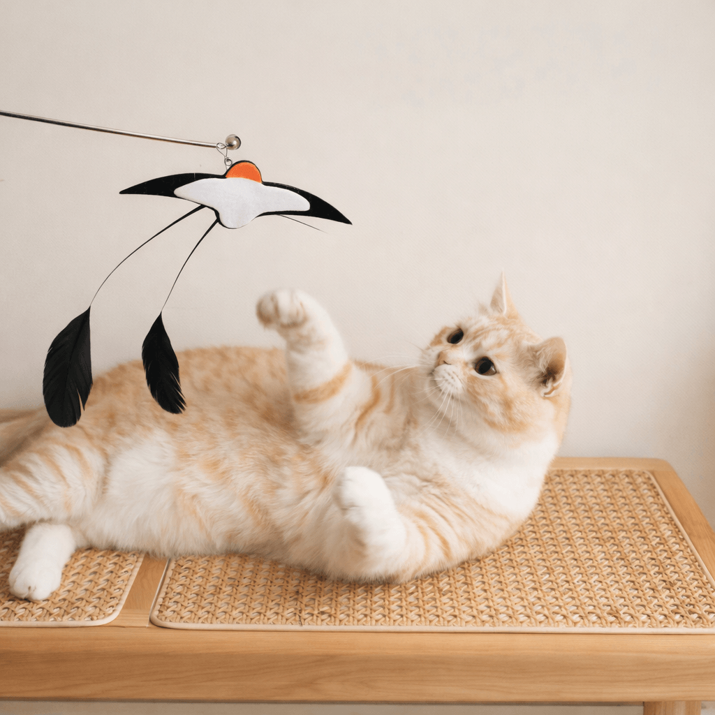 Lifelike Flying Bird Cat Wand Toy Feather