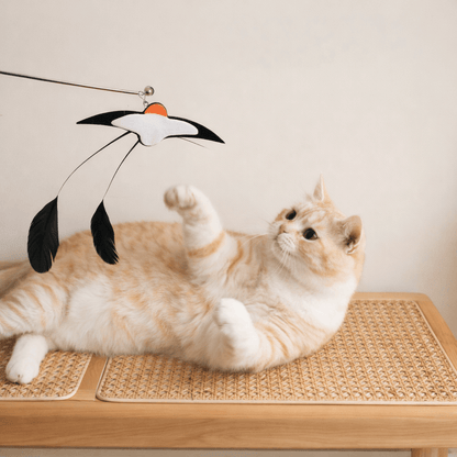 Lifelike Flying Bird Cat Wand Toy Feather
