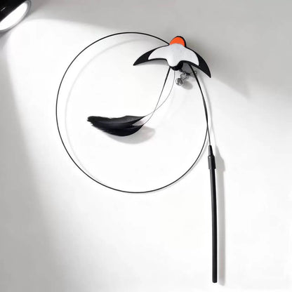 Lifelike Flying Bird Cat Wand Toy Feather
