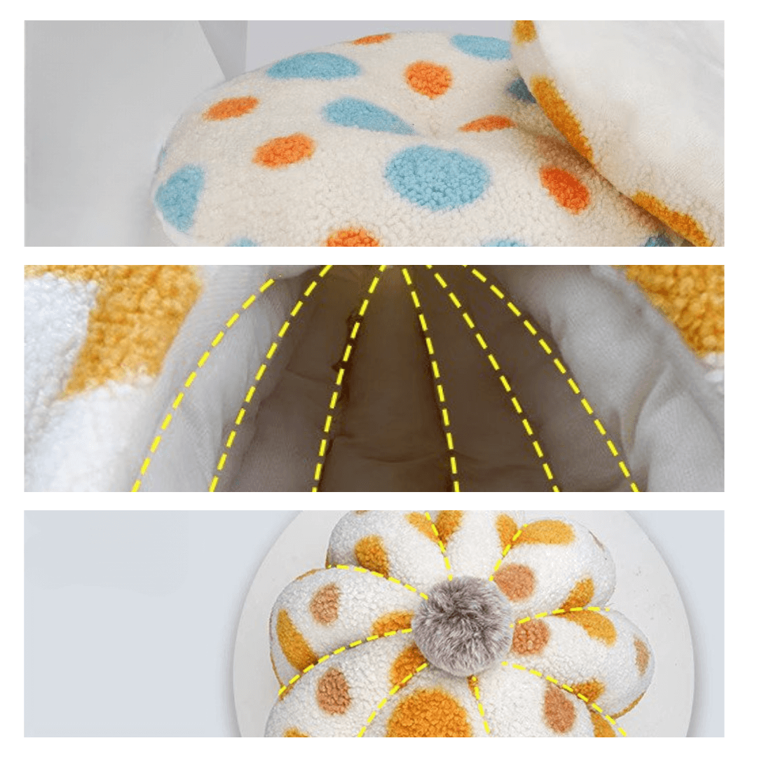 Pumpkin Polka Dot Fleece Cat Winter Bed 