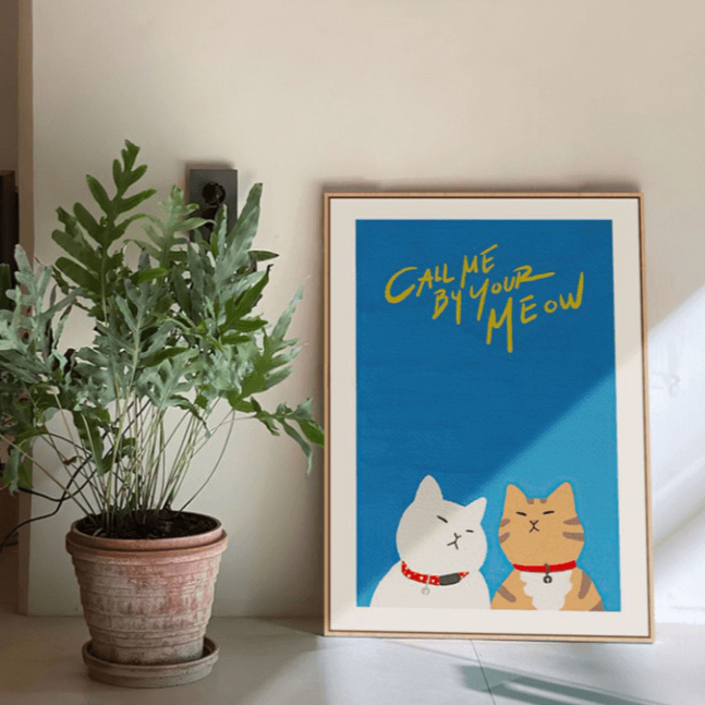 Call Me by Your Meow Canvas Art Print Cat version of Call Me by Your Name