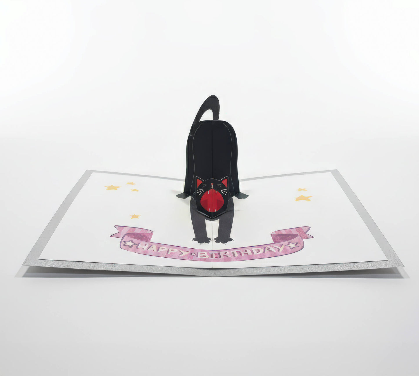 DIY 3D Pop-Up Stretching Cat Birthday Card Printable Template