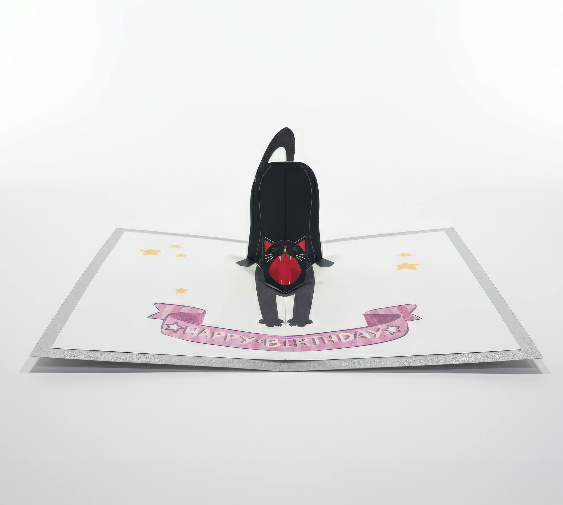 DIY 3D Pop-Up Stretching Cat Birthday Card Printable Template