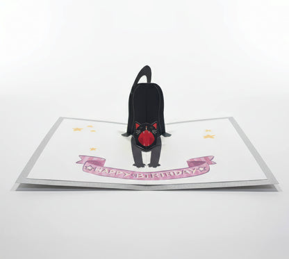 DIY 3D Pop-Up Stretching Cat Birthday Card Printable Template