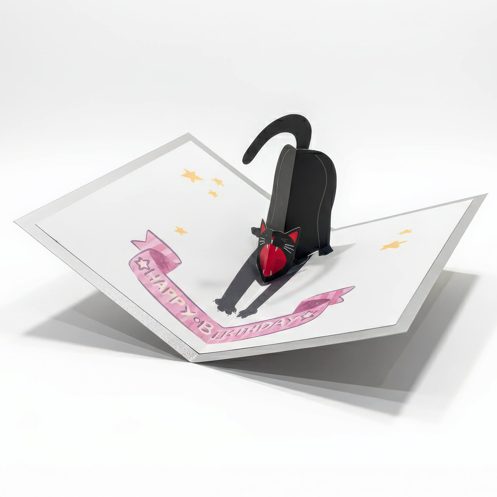 DIY 3D Pop-Up Stretching Cat Birthday Card Printable Template