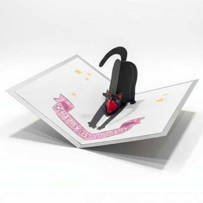 DIY 3D Pop-Up Stretching Cat Birthday Card Printable Template