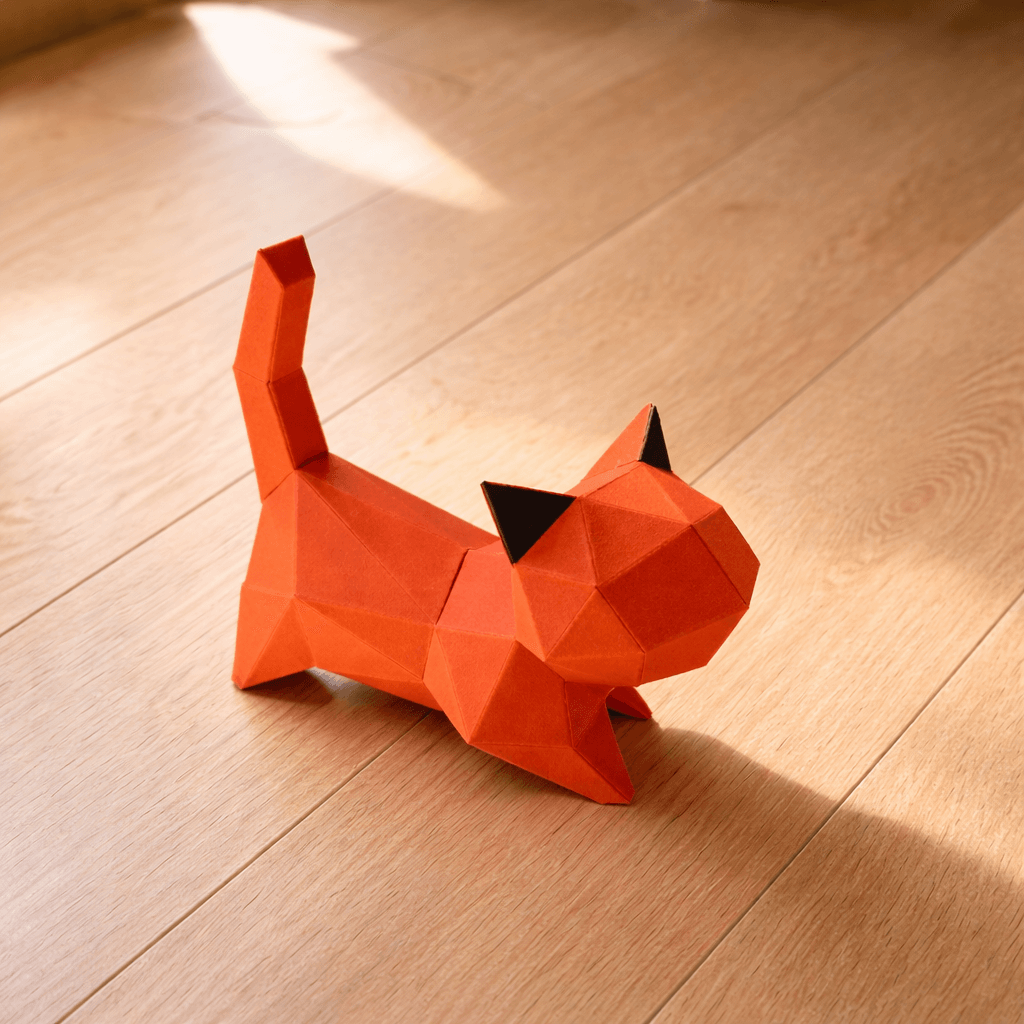 DIY 3D Cute Cat Papercraft Template - Printable PDF (Walking) - Petites Paws