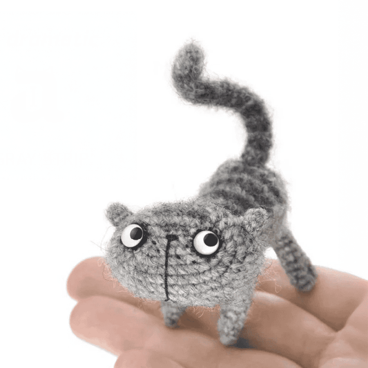 Quirky Curious Mini Gray Cat Amigurumi Crochet Pattern