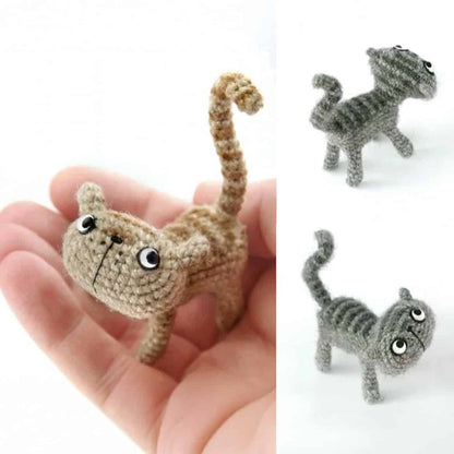 Quirky Curious Mini Beige Gray Cat Amigurumi Crochet Pattern