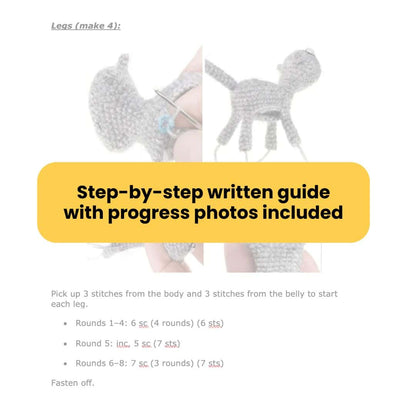 Step by step guide of Quirky Curious Mini Gray Cat Amigurumi Crochet Pattern