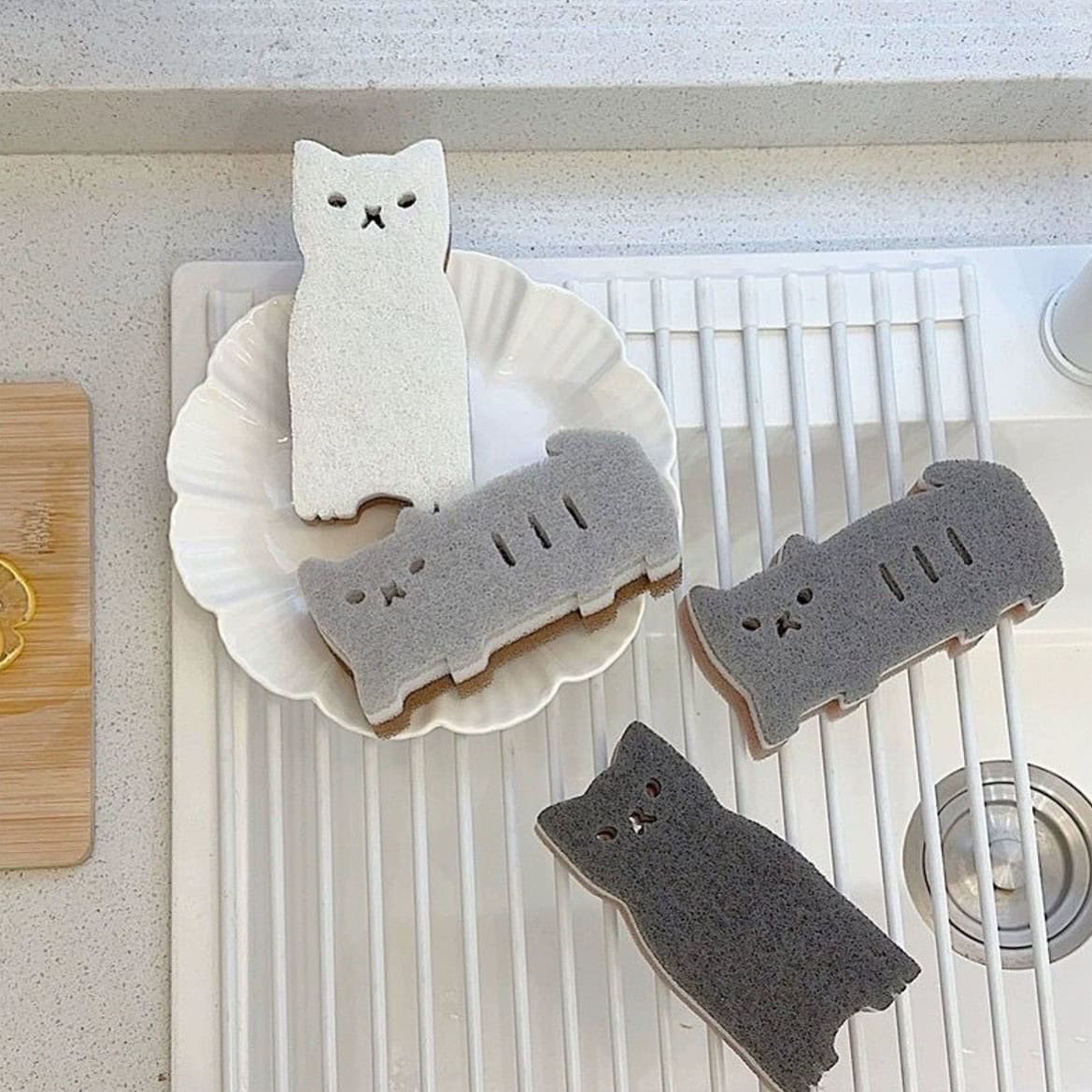 Cat Shaped Dish Sponge Set (Set of 4)