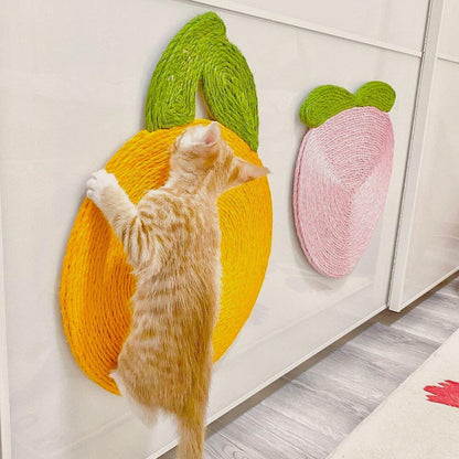 Fruity Fun Wall Cat Scratcher with Suction Cups Orange Pink