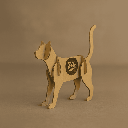 DIY 3D Cardboard Cat Sculpture Model Template Standing Cat Printable PDF