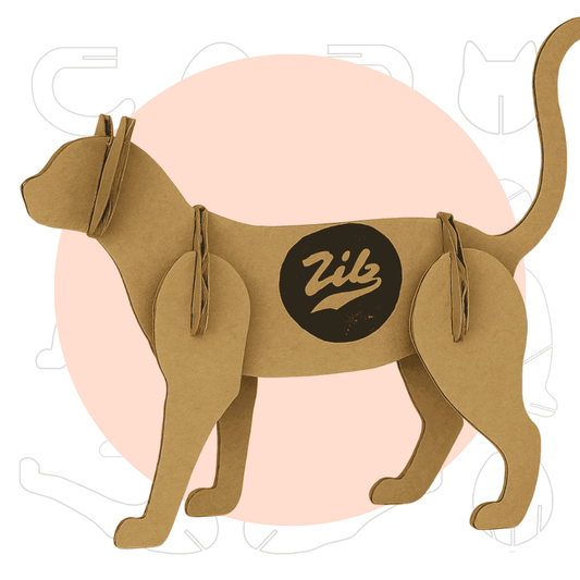 DIY 3D Cardboard Cat Sculpture Model Template Standing Cat Printable PDF