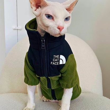 The North Face The Cat Face Winter Fleece Jacket for Cats Green