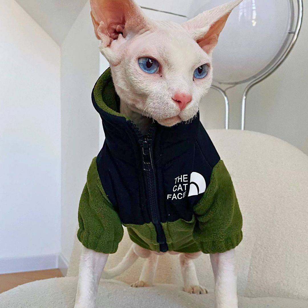 The North Face The Cat Face Winter Fleece Jacket for Cats Green