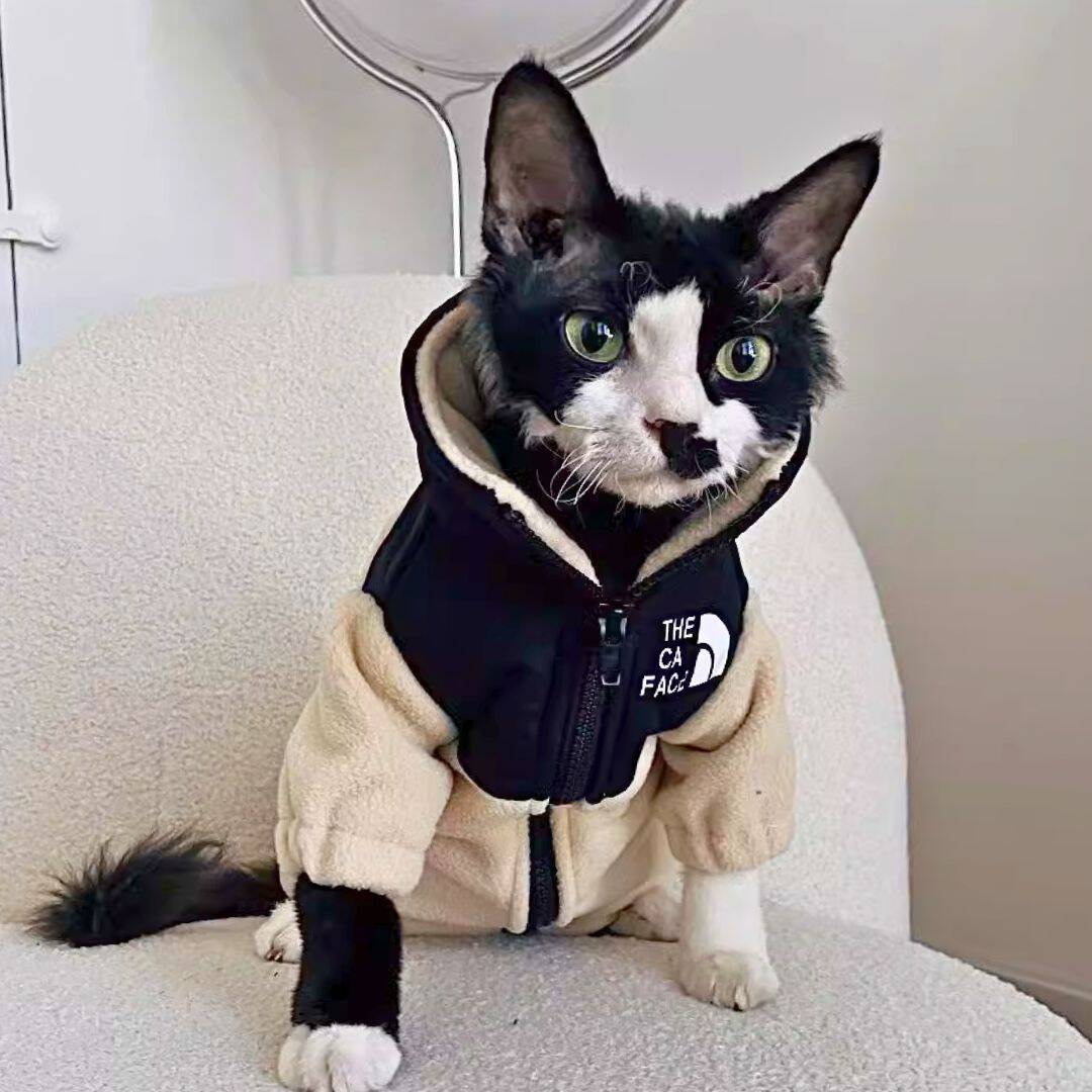 The North Face The Cat Face Winter Fleece Jacket for Cats White