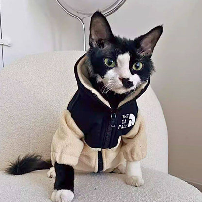 The North Face The Cat Face Winter Fleece Jacket for Cats White