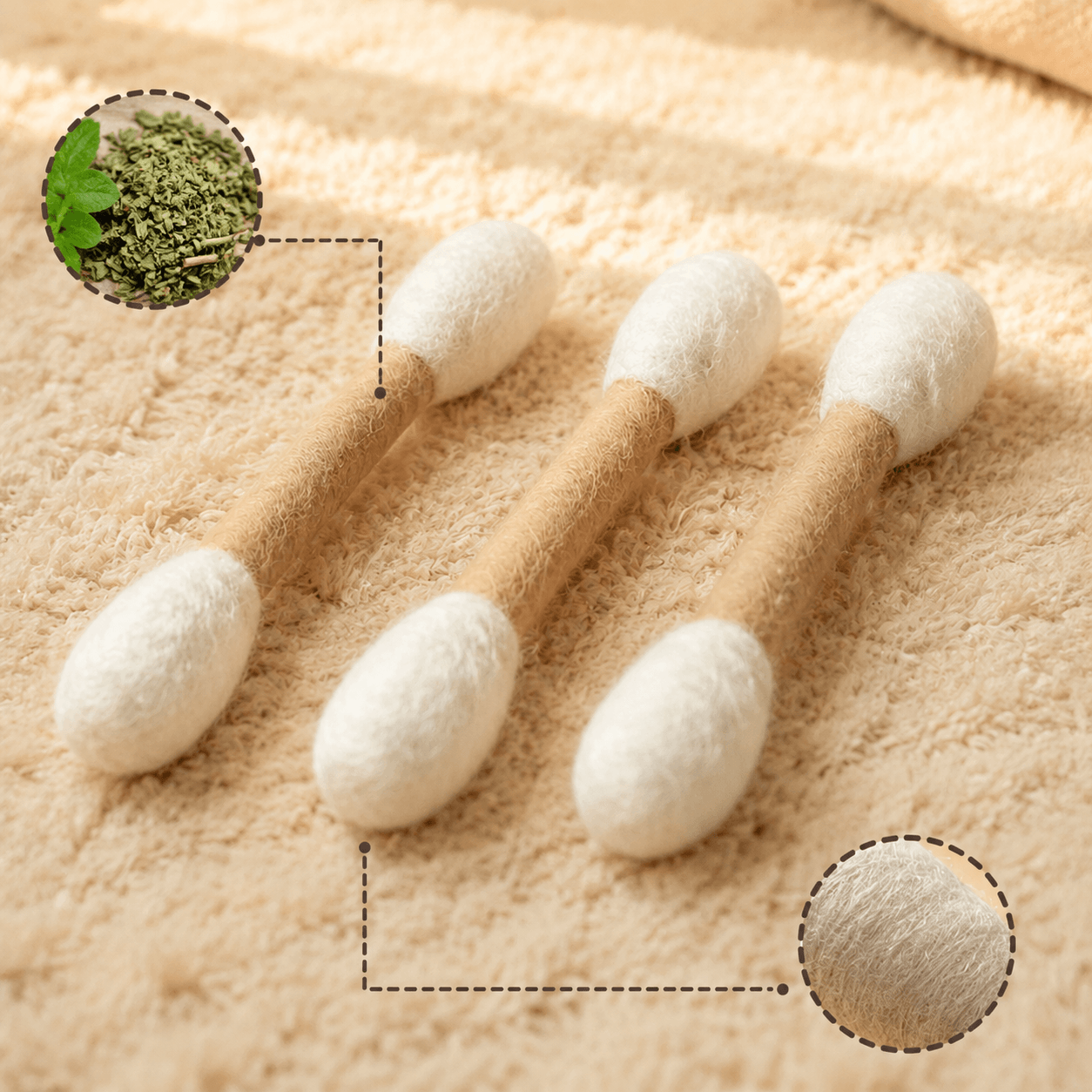 Catnip cotton swab cat toy made from soft wool felt for indoor cats