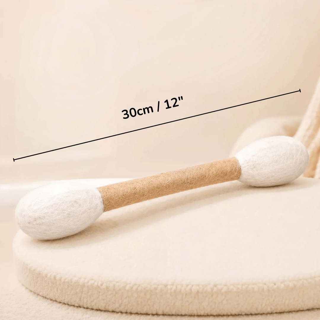 30cm cotton swab cat toy designed for kicking, chewing and interactive play