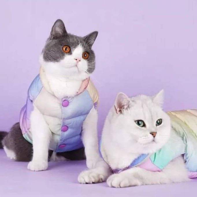 Pastel Party Puffer Winter Jacket for Cats - Petites Paws