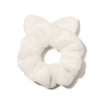 Fluffy Cat Ear Scrunchies Set (White, Beige, Khaki, Brown)