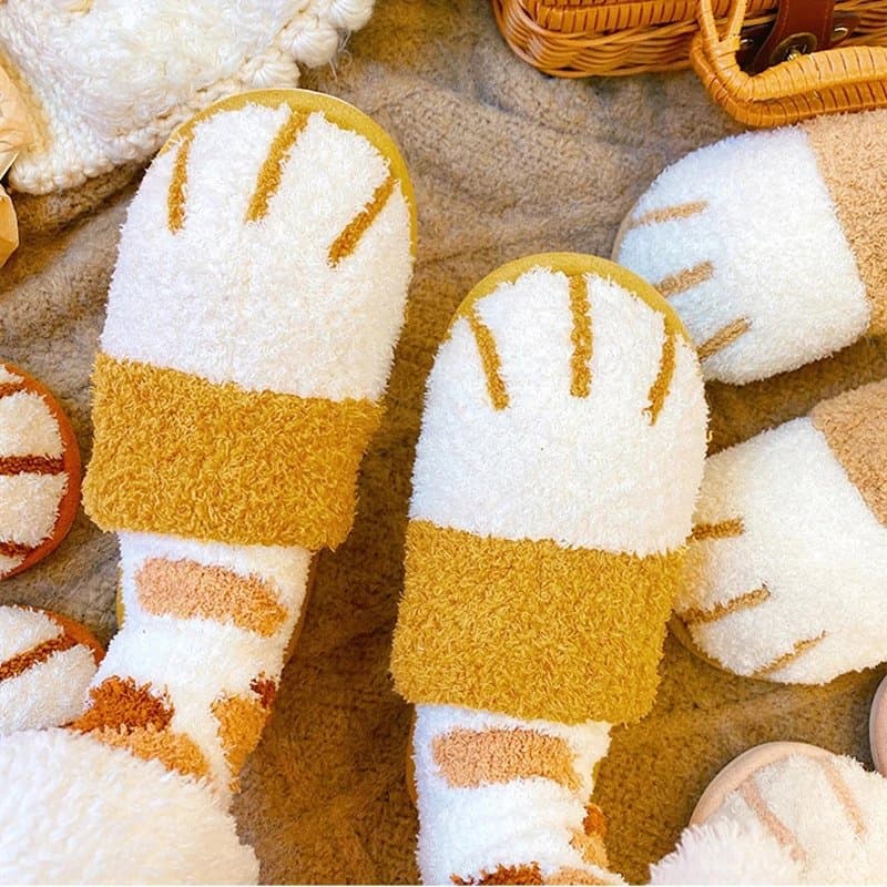 Fluffy Cat Paw Socks & Slippers Set