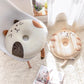 Comfy Cat Memory Foam Donut Cushion Ginger Gray Calico Cat