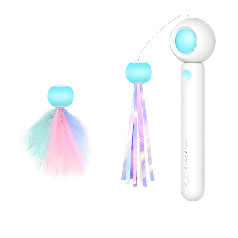 Dual Telescopic Cat Wand, Feather & Tassel