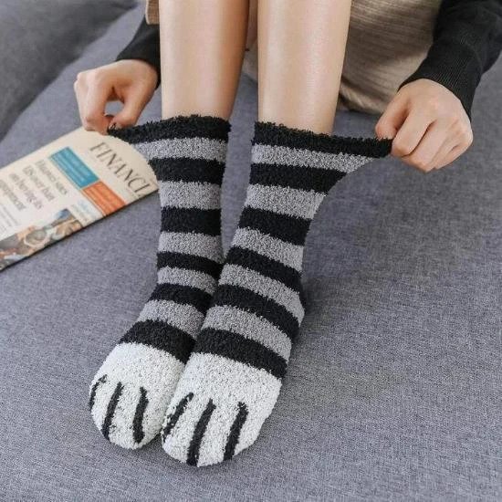 Fluffy Cat Paw Socks