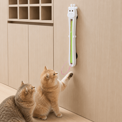 Side view of the automatic Moving String Interactive Cat Toy with a continuously moving string.