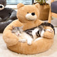 Teddy Bear Cuddler Cat Bed