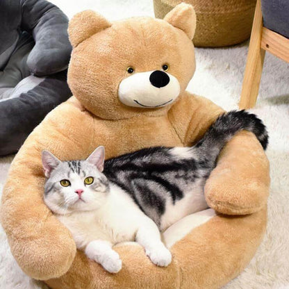 Teddy Bear Cuddler Cat Bed – Petites Paws
