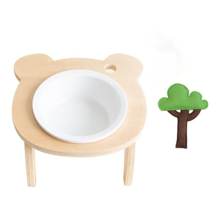 Forest Feast Elevated Cat Feeding Bowl with tree