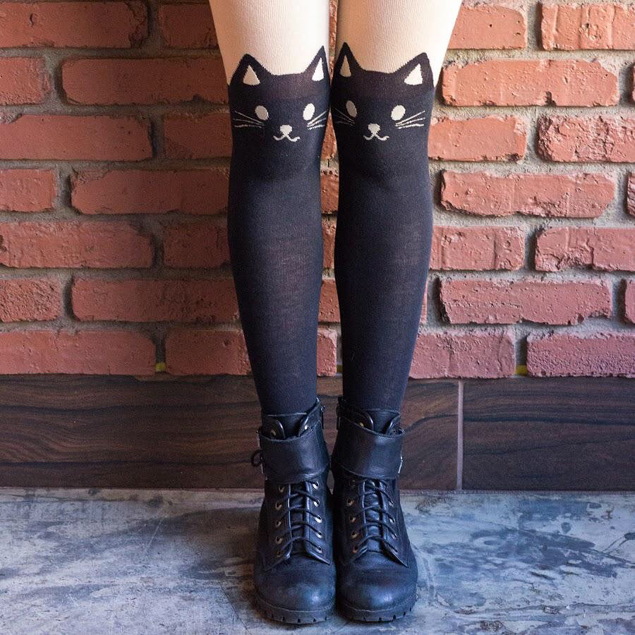 Black Cat Pantyhose Petites Paws