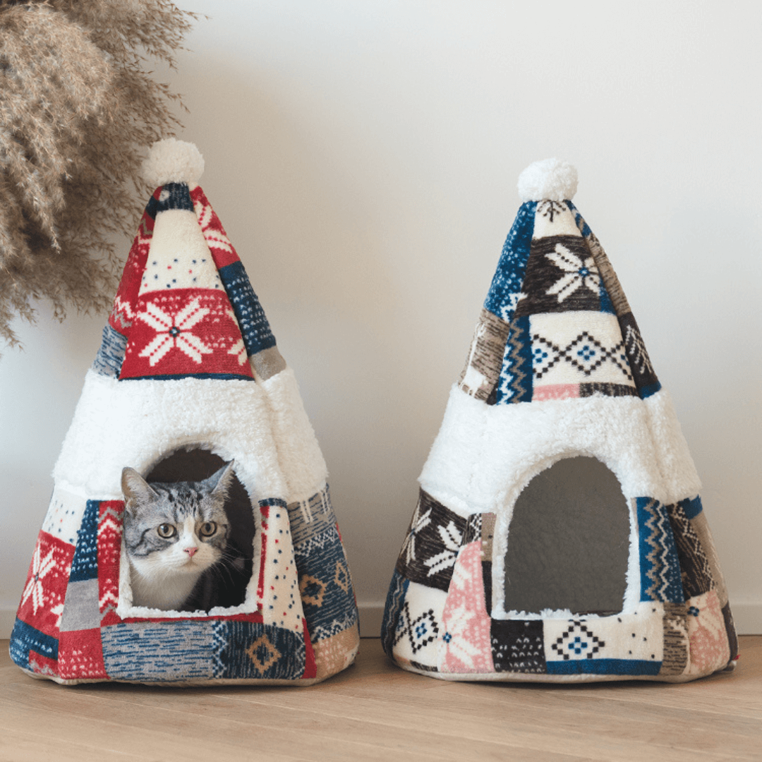 Nordic Fair Isle Cat Bed Cave