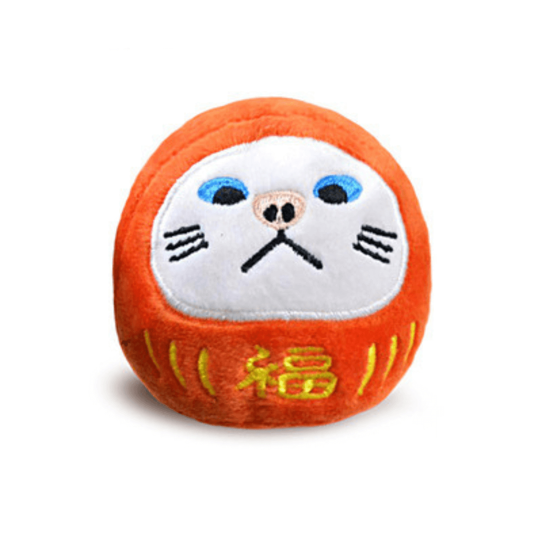 Kawaii Daruma Neko Catnip Toy - White Cat