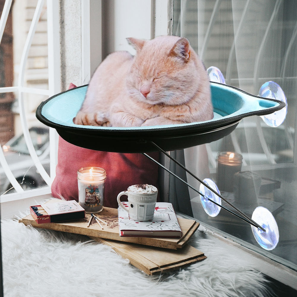 Kitty-shaped Pet Hammock with Window Mount