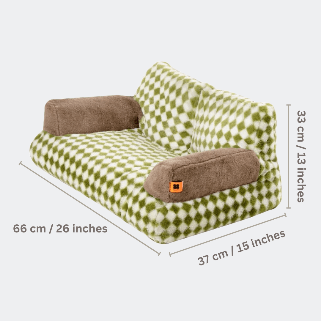 Green Check Plaid Mini Cat Couch Bed Sofa Bed