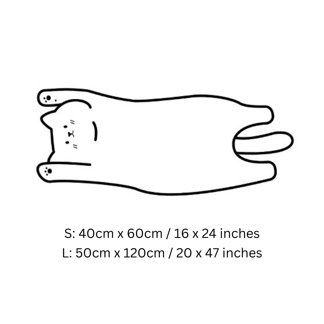 Cute White Cat Belly Bedside Rug in Bedroom