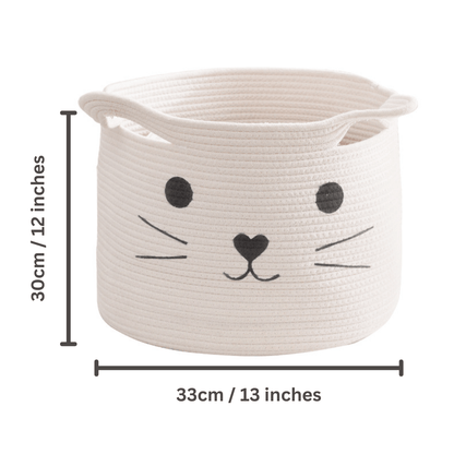 Smiling Cat Woven Basket - Petites Paws