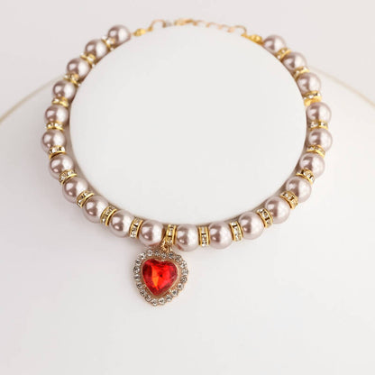 Sparkling Gemstone Pearl Cat Collar