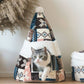 Cat coming out from a Nordic Fair Isle Cat Bed Cave