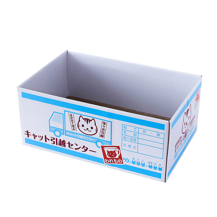 Japanese Kawaii Blue Cat Scratch Box with Cardboard