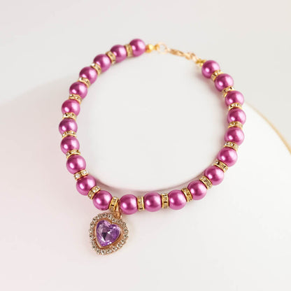 Sparkling Gemstone Pearl Cat Collar